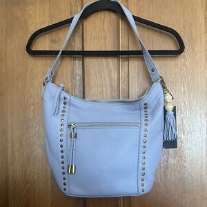The Sak Collective Simi Lavender Peddled Leather Shoulder Hobo Fob Bag
